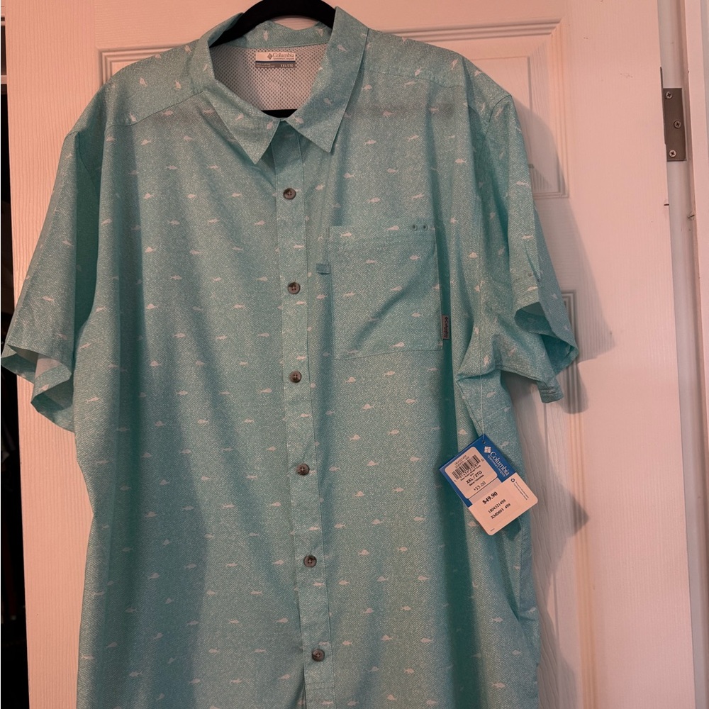 Columbia Men’s Short-Sleeve Button-Down Shirt - Mint Green